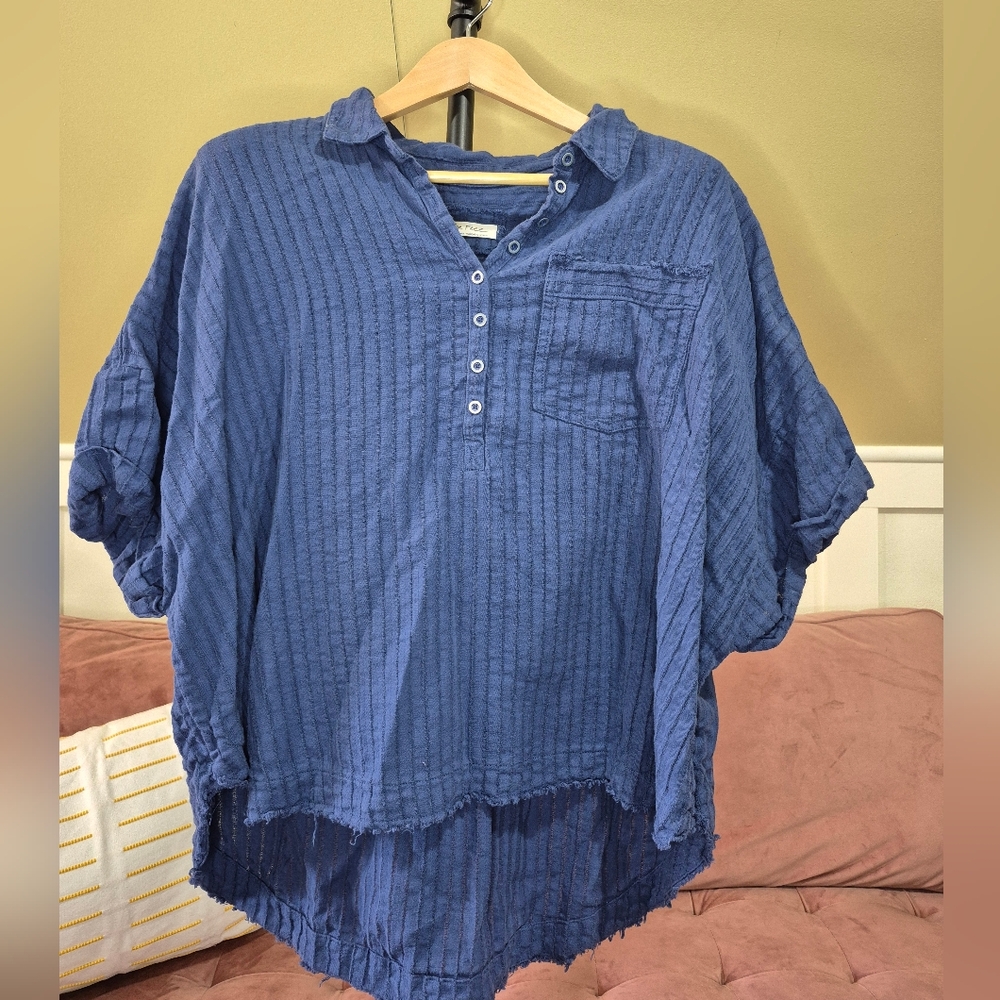 We The Free Indigo Textured Blouse
